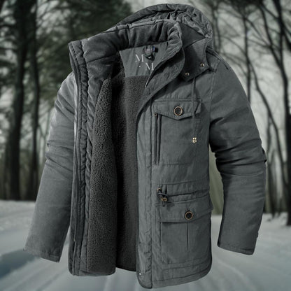 Brandon | Herren Winterjacke mit Kapuze & Taschen | Warm Gefüttert