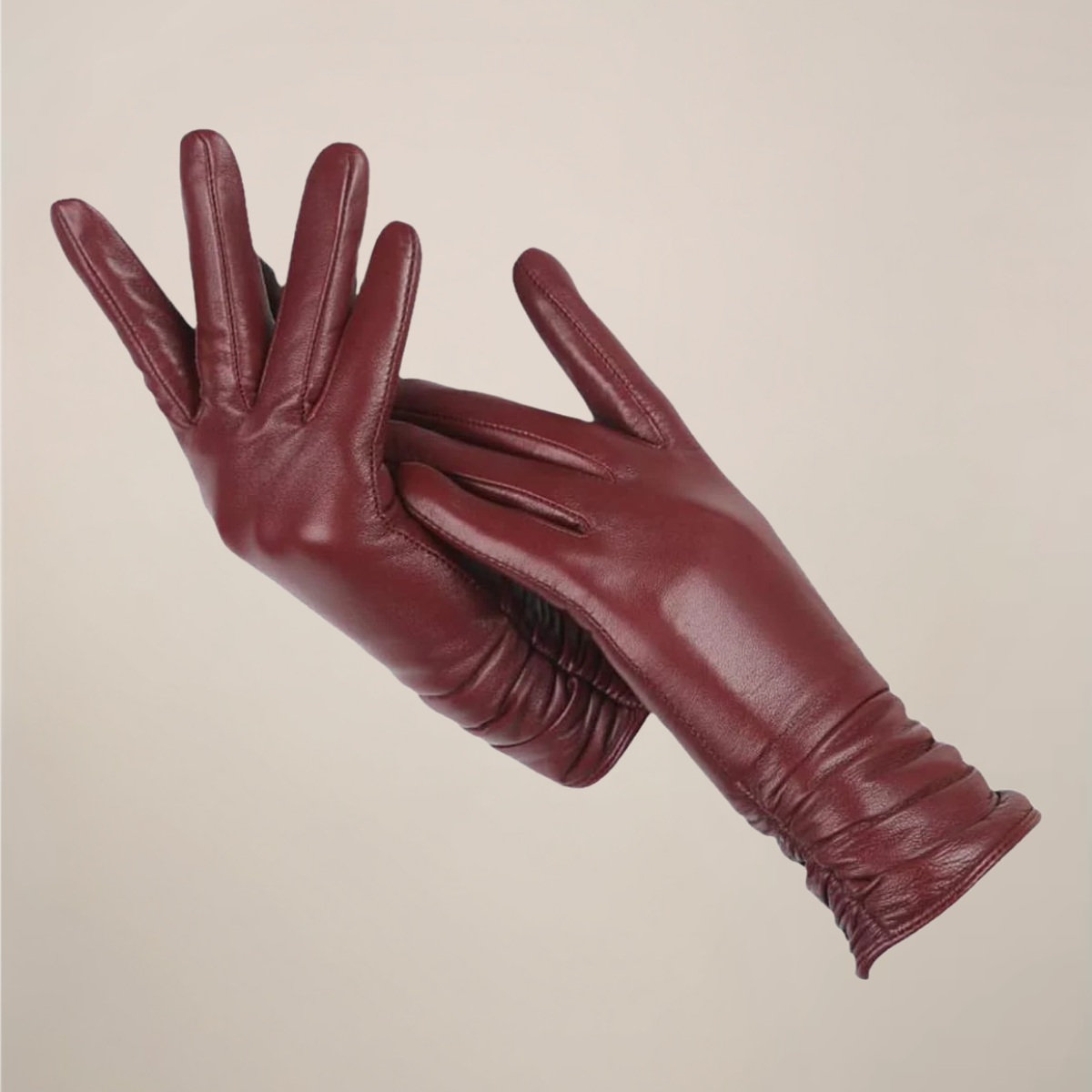 Krista | Damen Klassische Handschuhe mit eleganter Raffung am Handgelenk | Weiche Winterhandschuhe in Uni-Farbe