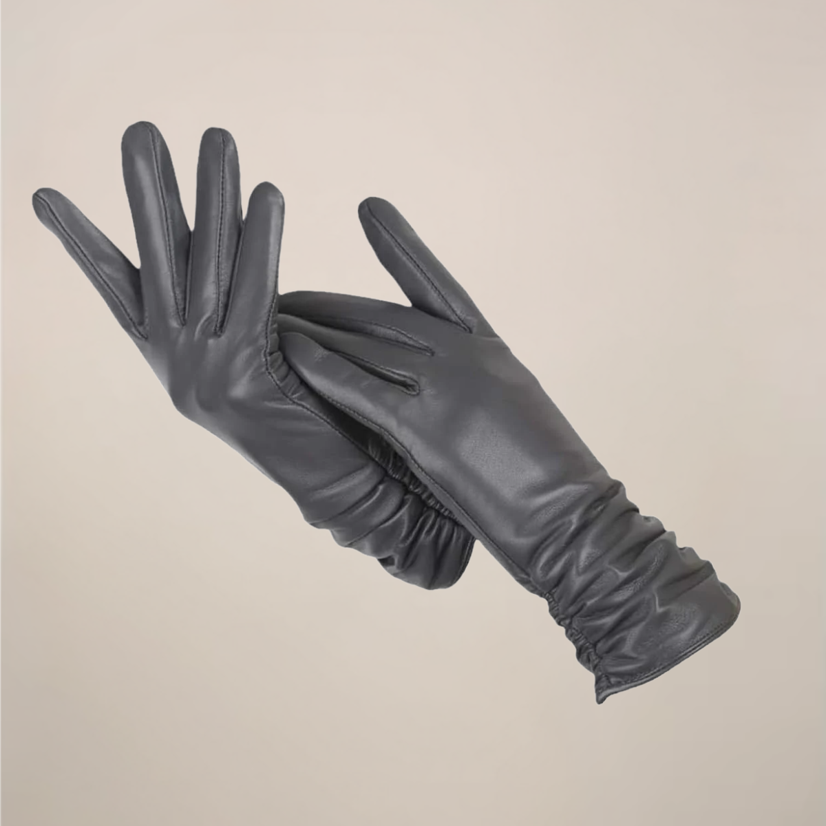 Krista | Damen Klassische Handschuhe mit eleganter Raffung am Handgelenk | Weiche Winterhandschuhe in Uni-Farbe