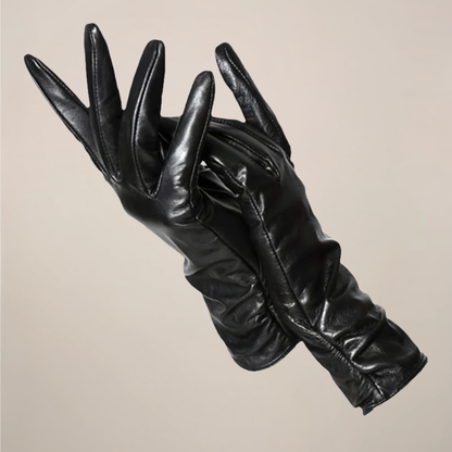 Krista | Damen Klassische Handschuhe mit eleganter Raffung am Handgelenk | Weiche Winterhandschuhe in Uni-Farbe
