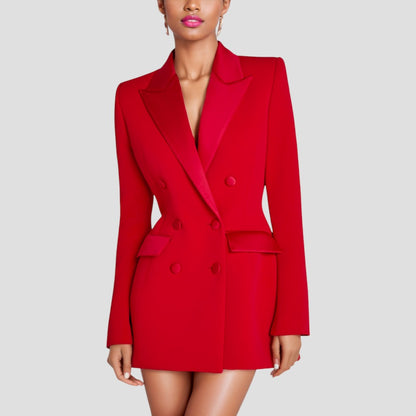 Damen Blazer-Kleid mit Satinrevers – Elegant, Modern & Vielseitig