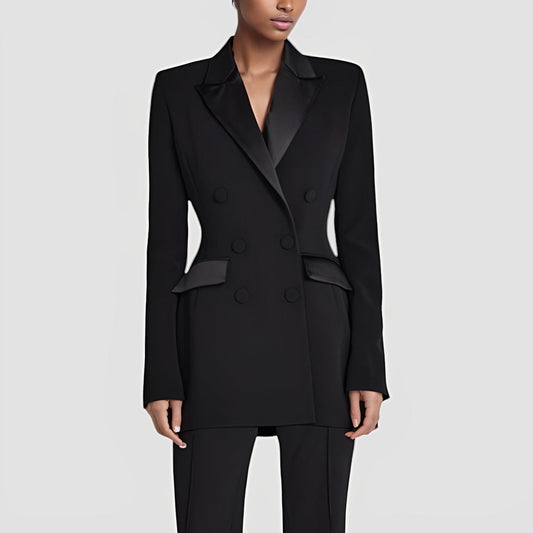 Damen Blazer-Kleid mit Satinrevers – Elegant, Modern & Vielseitig