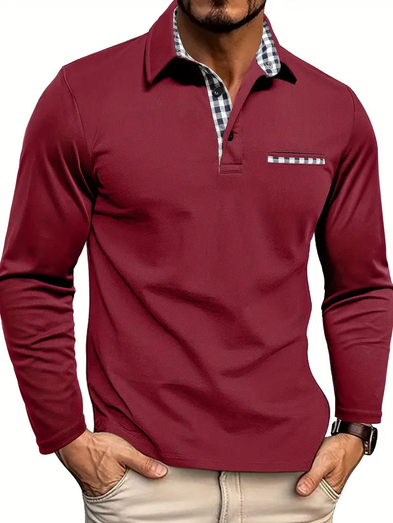 Herren Longsleeve Poloshirt | Modernes Kontrastdesign für Casual & Smart-Looks