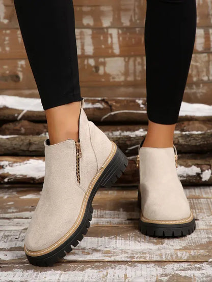Damen Stiefelette mit Reißverschluss & robuster Profilsohle | Herbst/Winter