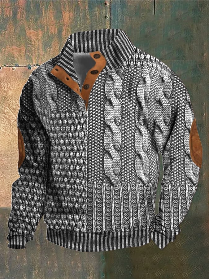 Jaesper | Herren Retro Cashmere Sweatshirt mit Stehkragen und Knöpfen
