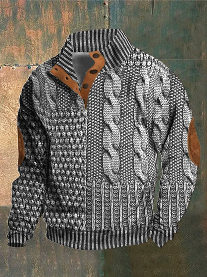 Jaesper | Herren Retro Cashmere Sweatshirt mit Stehkragen und Knöpfen