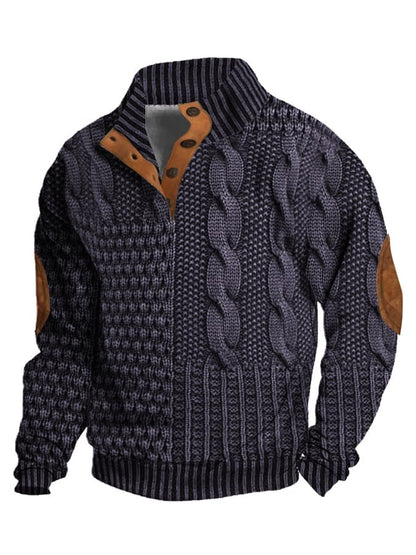 Jaesper | Herren Retro Cashmere Sweatshirt mit Stehkragen und Knöpfen
