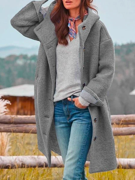 Langer Damen-Mantel mit Kapuze | Eleganz und Komfort für kühle Tage