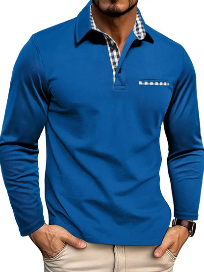 Herren Longsleeve Poloshirt | Modernes Kontrastdesign für Casual & Smart-Looks