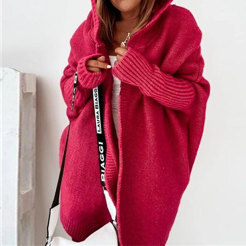 Strickjacke Damen | lange, warme Kapuzenjacke für modischen Komfort