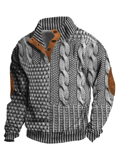 Jaesper | Herren Retro Cashmere Sweatshirt mit Stehkragen und Knöpfen