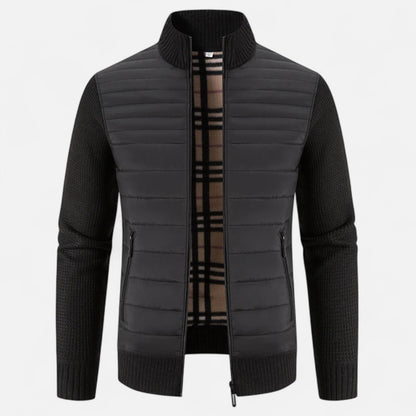 Herren Fleecejacke Patchwork | Stehkragen und Stilvolle Kontraste