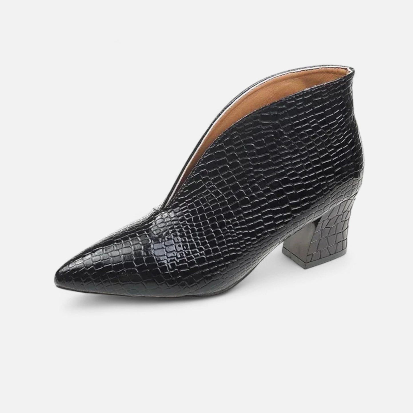 Damen V-Cut Stiefeletten aus Lackleder | Elegant & Modern für Herbst/Winter