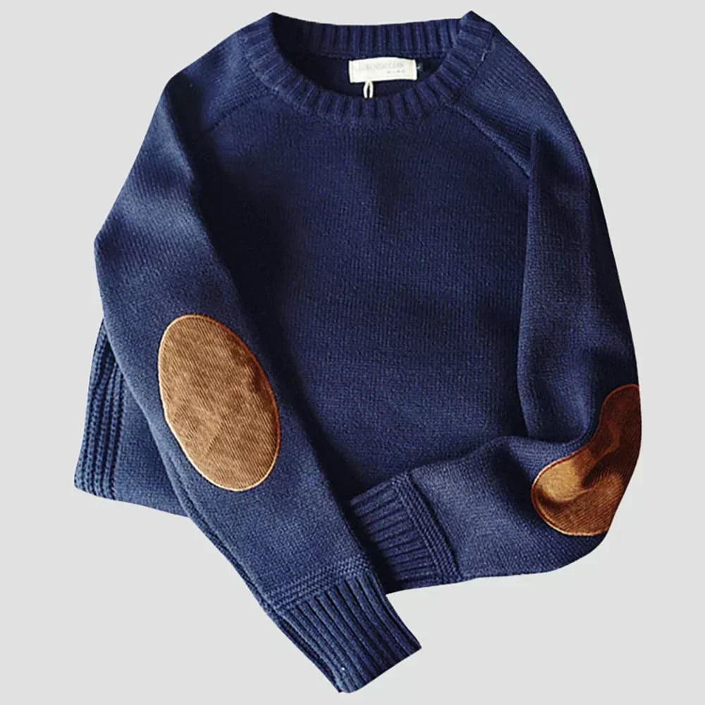 Herren Strickpullover mit Ellbogenpatches | Klassischer Retro-Look & Wärme