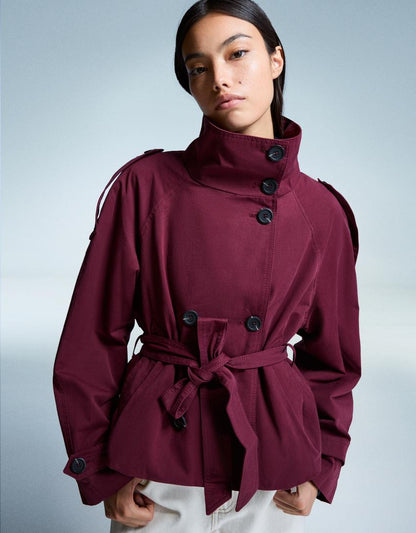 Kurztrenchcoat Damen mit Taillengürtel | Eleganter Übergangsstyle für City & Office