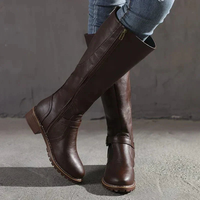 Damen Reitstiefel Klassisch | Eleganter Herbst-/Winterlook mit Stabiler Sohle
