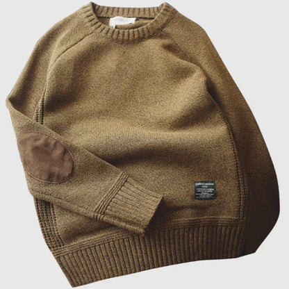 Herren Strickpullover mit Ellbogenpatches | Klassischer Retro-Look & Wärme