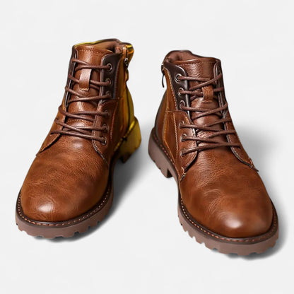 Torben | Herren Vintage Lederoptik Schnürstiefeletten – Elegante Business & Freizeit Ankle Boots im Klassischen Design