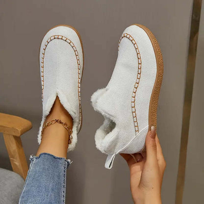 Valentina | Damen Fleecegefütterte Orthopädische Winter Loafers mit Stickdetails