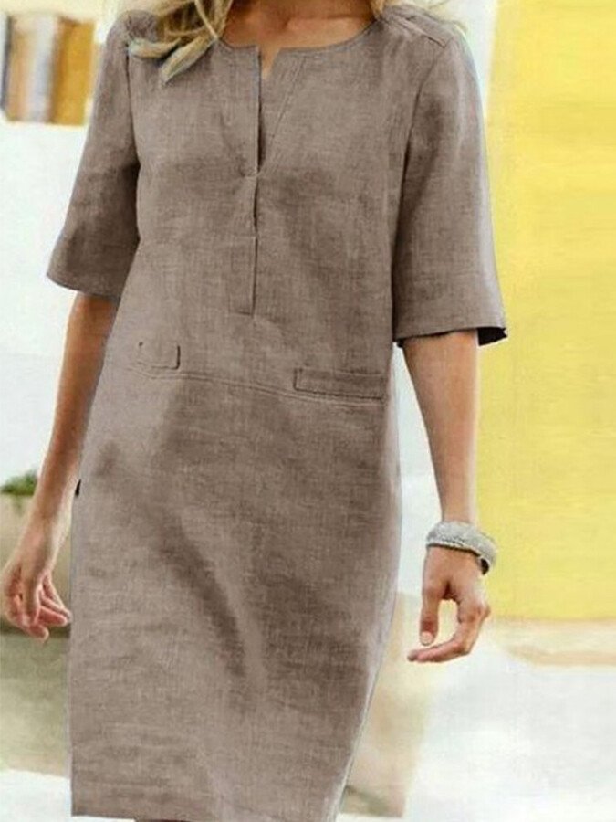 Damen Baumwoll-Leinen Kleid – Leicht, Elegant & Alltagstauglich
