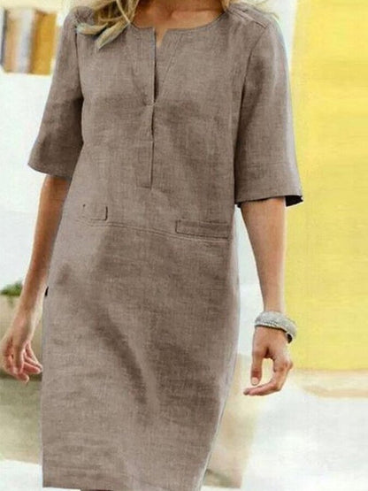 Damen Baumwoll-Leinen Kleid – Leicht, Elegant & Alltagstauglich