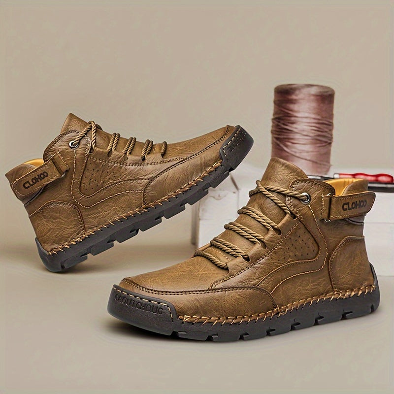 Levarn | Herren Premium Winterschuhe Knöchelhoch mit Schnürung, Klett & Warmem Innenfutter