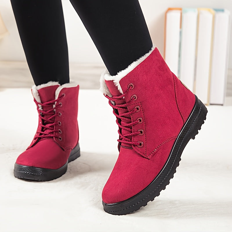 Rose | Damen Winterstiefel mit Schnürung, Flacher Sohle & Warmem Innenfutter