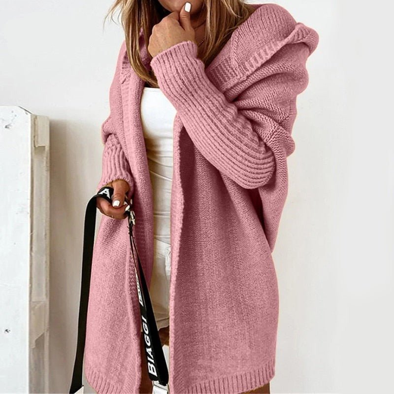 Strickjacke Damen | lange, warme Kapuzenjacke für modischen Komfort