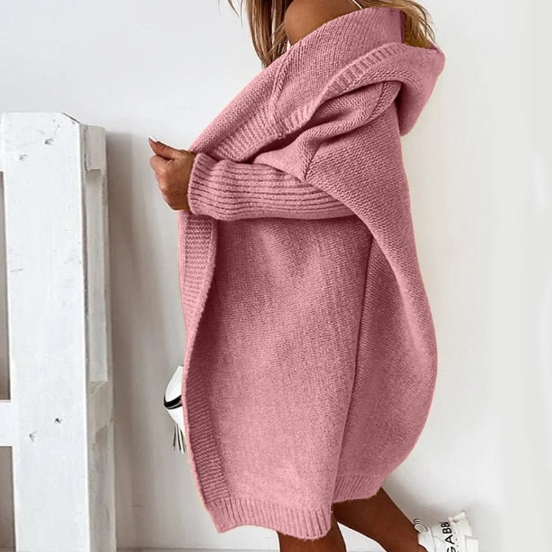 Strickjacke Damen | lange, warme Kapuzenjacke für modischen Komfort
