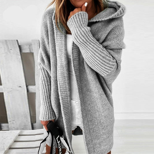 Strickjacke Damen | lange, warme Kapuzenjacke für modischen Komfort
