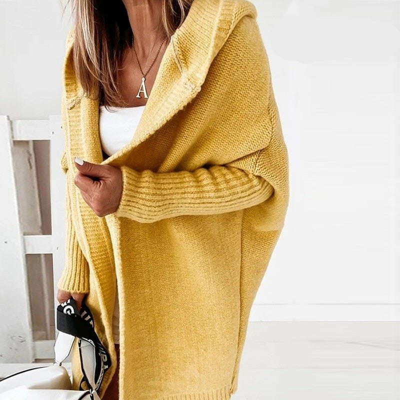 Strickjacke Damen | lange, warme Kapuzenjacke für modischen Komfort