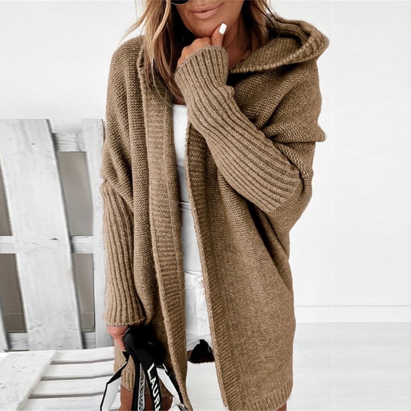 Strickjacke Damen | lange, warme Kapuzenjacke für modischen Komfort
