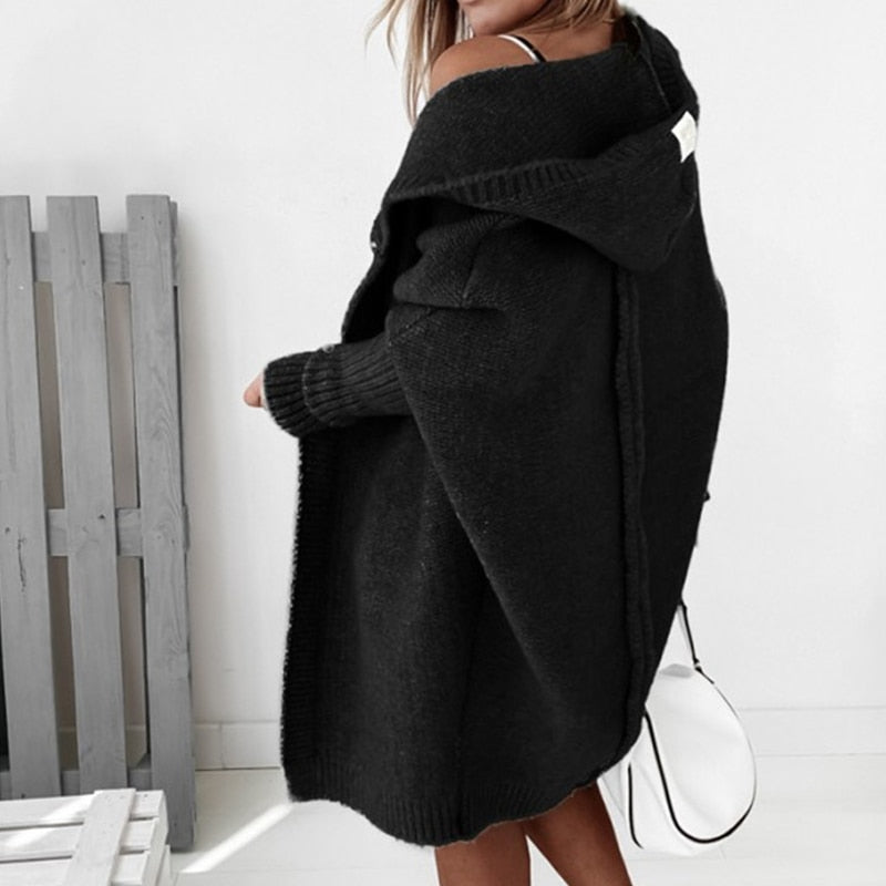 Strickjacke Damen | lange, warme Kapuzenjacke für modischen Komfort