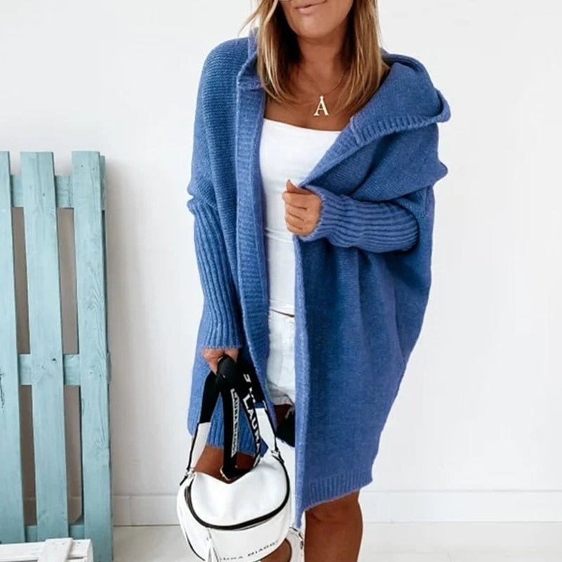 Strickjacke Damen | lange, warme Kapuzenjacke für modischen Komfort