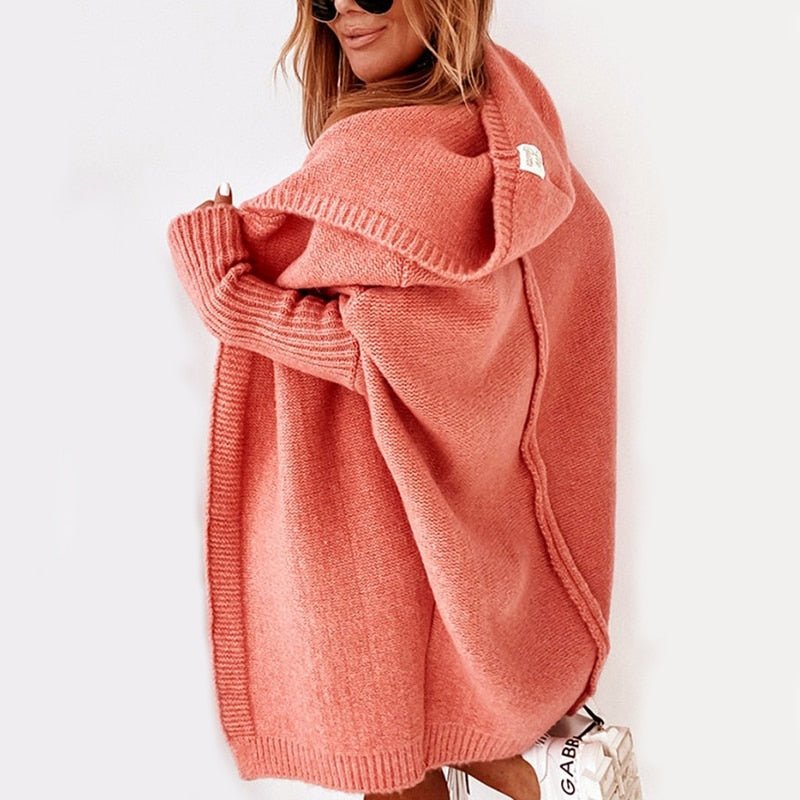 Strickjacke Damen | lange, warme Kapuzenjacke für modischen Komfort