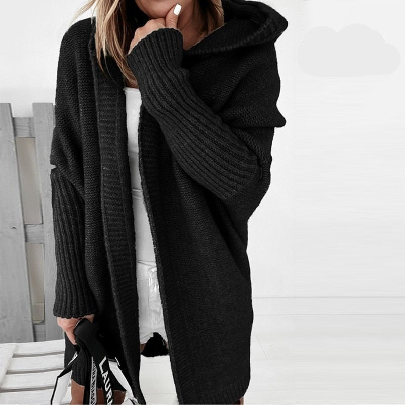 Strickjacke Damen | lange, warme Kapuzenjacke für modischen Komfort