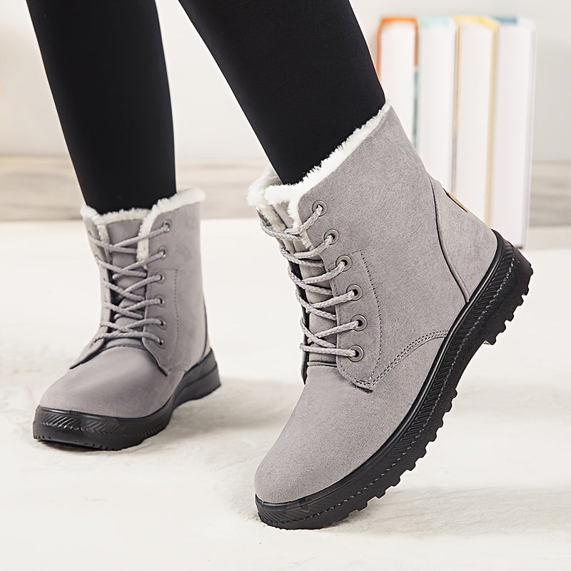 Rose | Damen Winterstiefel mit Schnürung, Flacher Sohle & Warmem Innenfutter