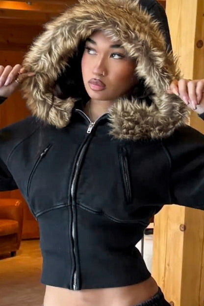 Cozy Fur Hoodie | Damen Hoodie mit Flauschiger Kapuze