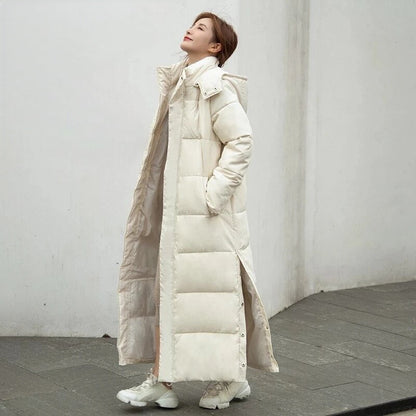 Langer Gesteppter Damen Wintermantel mit Kapuze – Warm, Funktional & Stilvoll