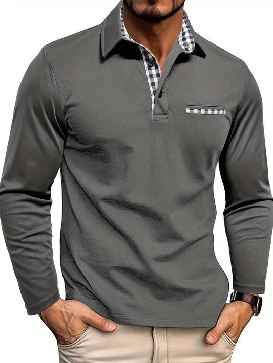 Herren Longsleeve Poloshirt | Modernes Kontrastdesign für Casual & Smart-Looks