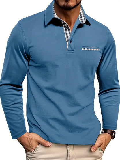 Herren Longsleeve Poloshirt | Modernes Kontrastdesign für Casual & Smart-Looks