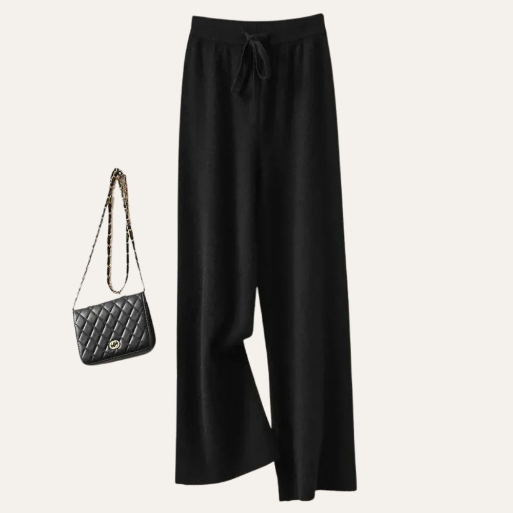 Damen Wollhose mit weitem Bein aus Merinowolle – Komforthose für Alltag, Büro und kühle Tage