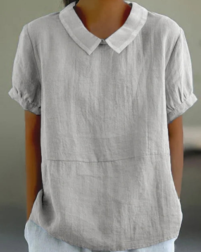 Damenbluse mit Kragen und Kurzarm – Klassische Bluse für Alltag, Freizeit und Arbeit