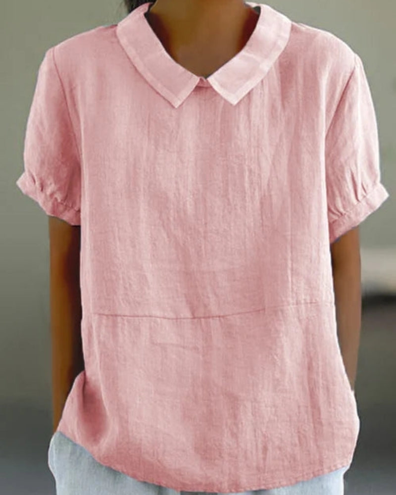 Damenbluse mit Kragen und Kurzarm – Klassische Bluse für Alltag, Freizeit und Arbeit