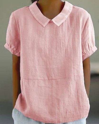 Damenbluse mit Kragen und Kurzarm – Klassische Bluse für Alltag, Freizeit und Arbeit
