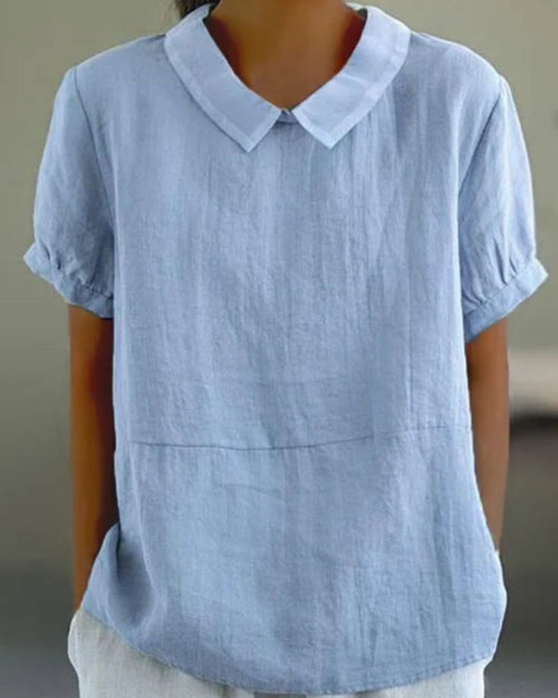 Damenbluse mit Kragen und Kurzarm – Klassische Bluse für Alltag, Freizeit und Arbeit