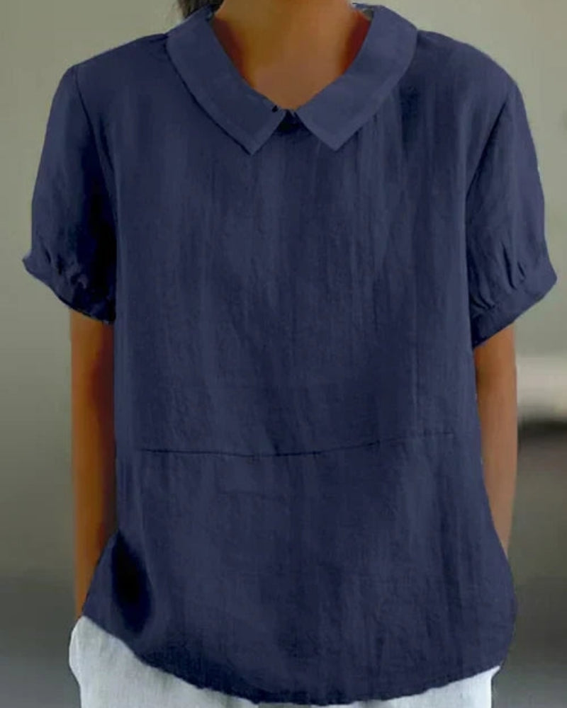 Damenbluse mit Kragen und Kurzarm – Klassische Bluse für Alltag, Freizeit und Arbeit