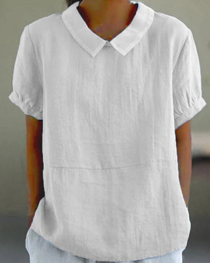 Damenbluse mit Kragen und Kurzarm – Klassische Bluse für Alltag, Freizeit und Arbeit