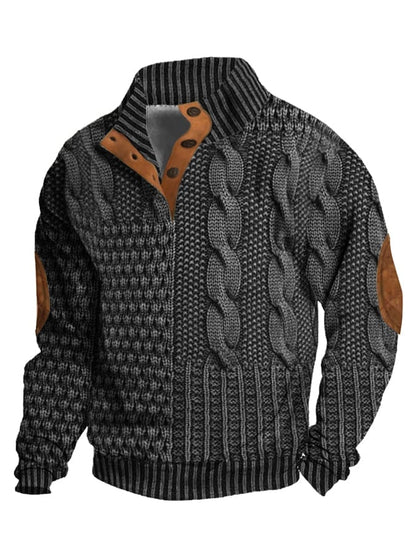 Jaesper | Herren Retro Cashmere Sweatshirt mit Stehkragen und Knöpfen