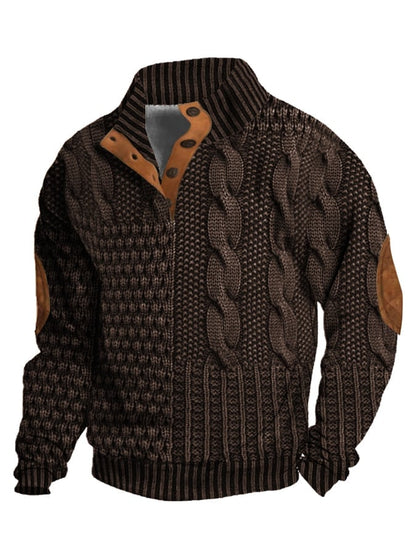 Jaesper | Herren Retro Cashmere Sweatshirt mit Stehkragen und Knöpfen